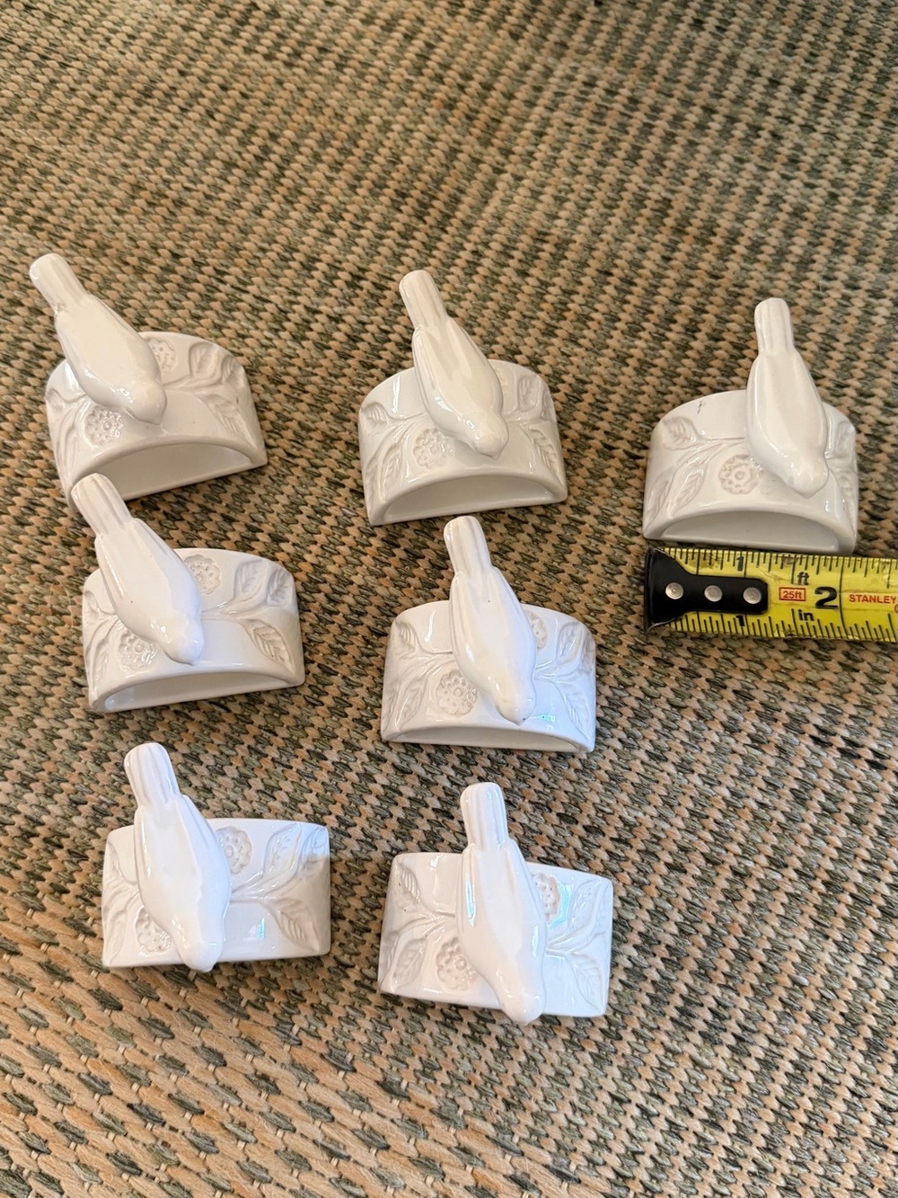 White Ceramic Bird Napkin Ring Set - Home Accents